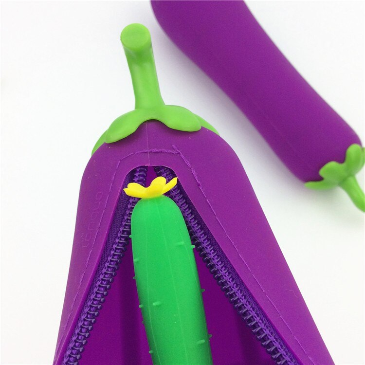 Aubergine pen taske speciel-formet silikone pen taske studerende pen taske papirvarer til grundskoleelever
