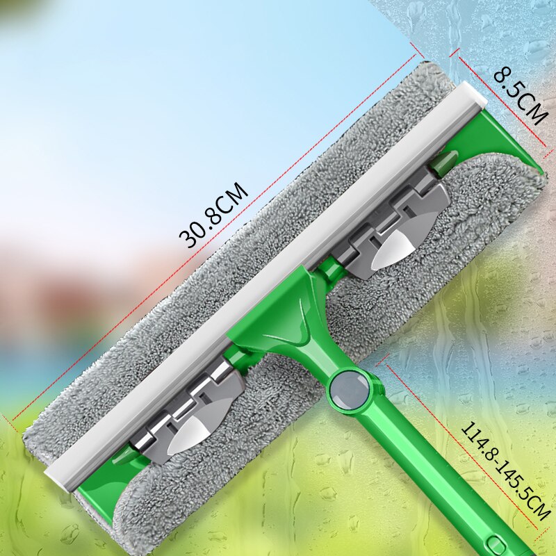Glass Cleaning Tool Double-sided Telescopic Rod Window Cleaner Mop Squeegee Wiper Long Handle Rotating Head Brush: Plus Size2