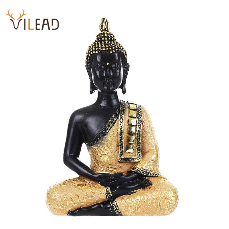 Vilead harts thailand buddha staty fengshui indien religiös buddhism skulptur hindu svart buddha statyetter heminredning