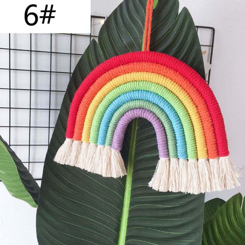 INS Nordic Hand-geweven Regenboog Tapestry Boho Rainbow Tassel Muur Opknoping Ornamenten Kinderkamer Decoratie Windgong Foto Props: 6