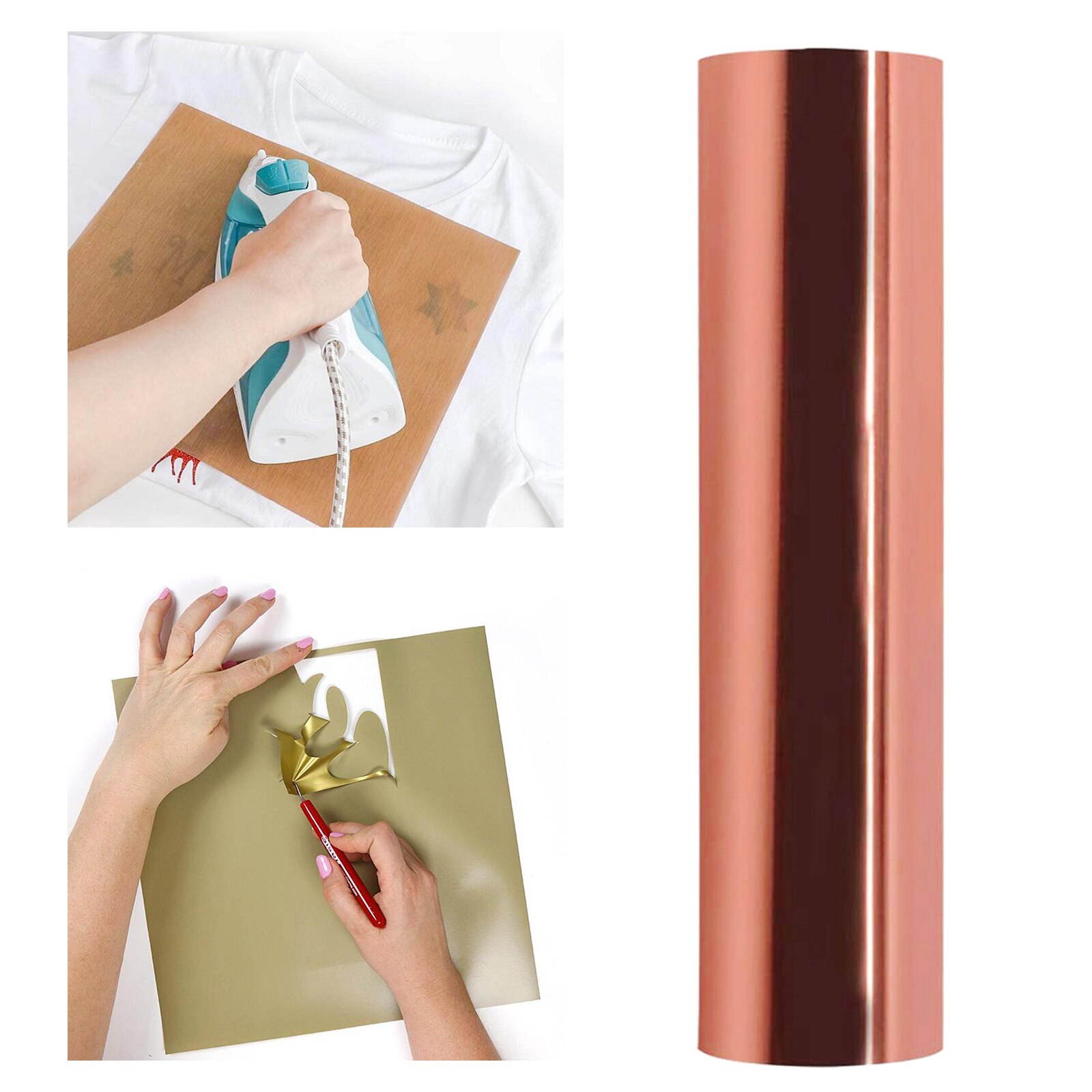Metallic Foil Heat Transfer Vinyl Iron-on HTV T-Shirt Textiles Cricut Film Heat press Vinyl: Rose Gold