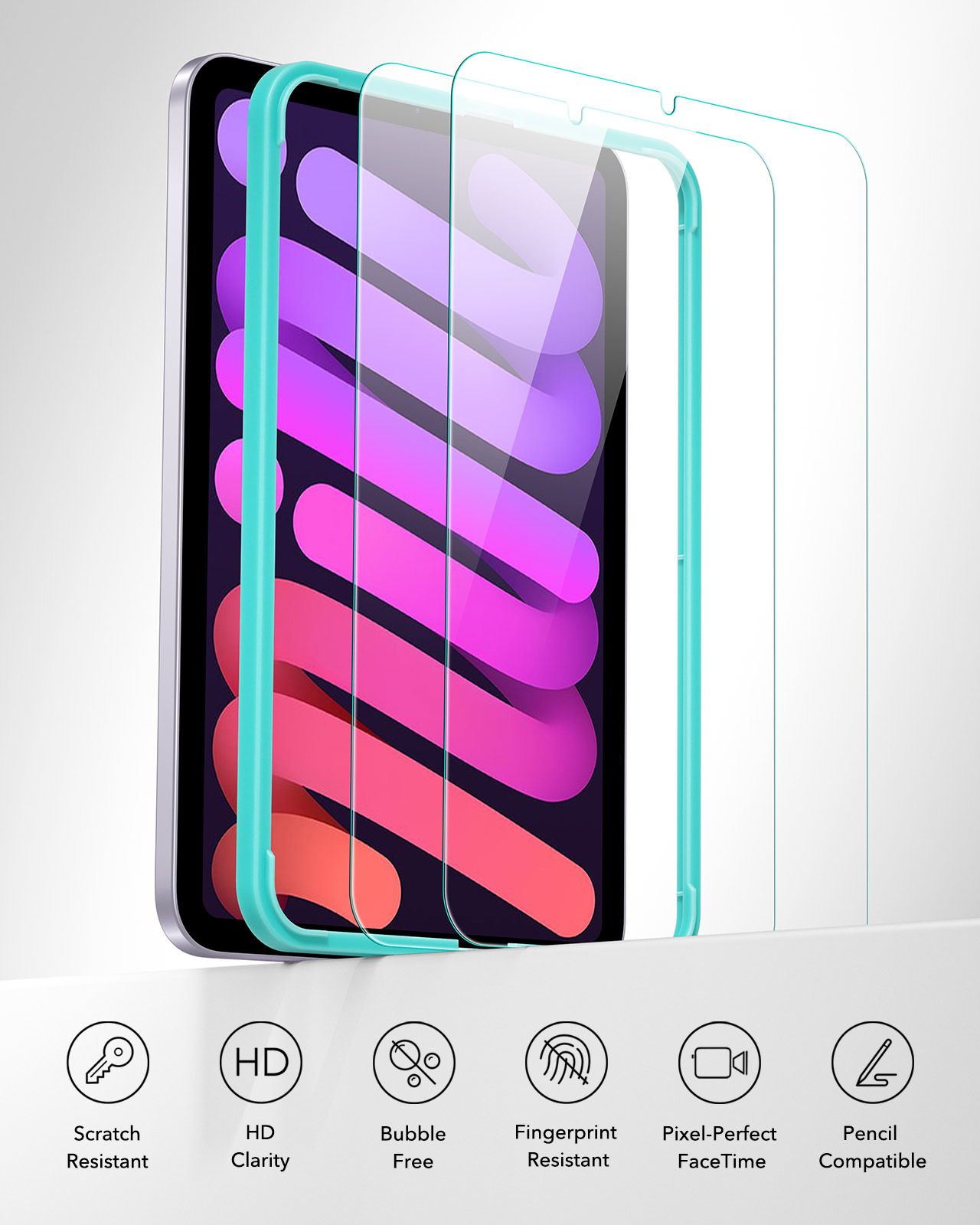 Protecteur d'écran ESR pour iPad 11/10(2025/2022) Pro 11/12.9 -2022) Film en verre trempé avec cadre pour Mini 7/6 Air 5/4