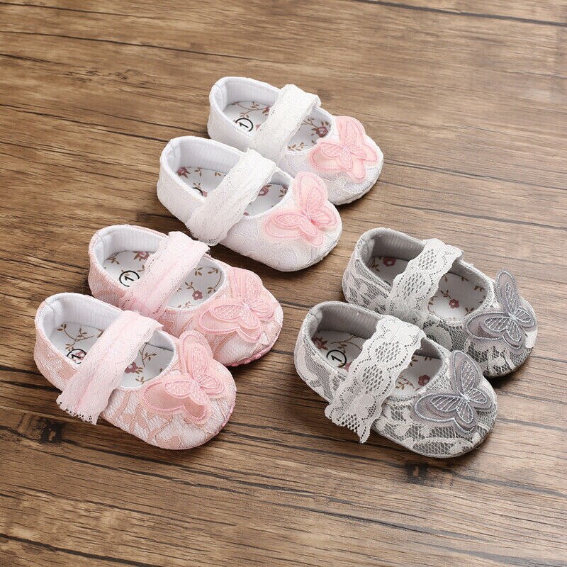 Baby Pasgeboren Baby Meisje Boog Crib Schoenen Soft Sole Prewalker Anti-slip Kinderwagen Sneakers Ademend Kant Boog Roze Eerste wandelaars Baby