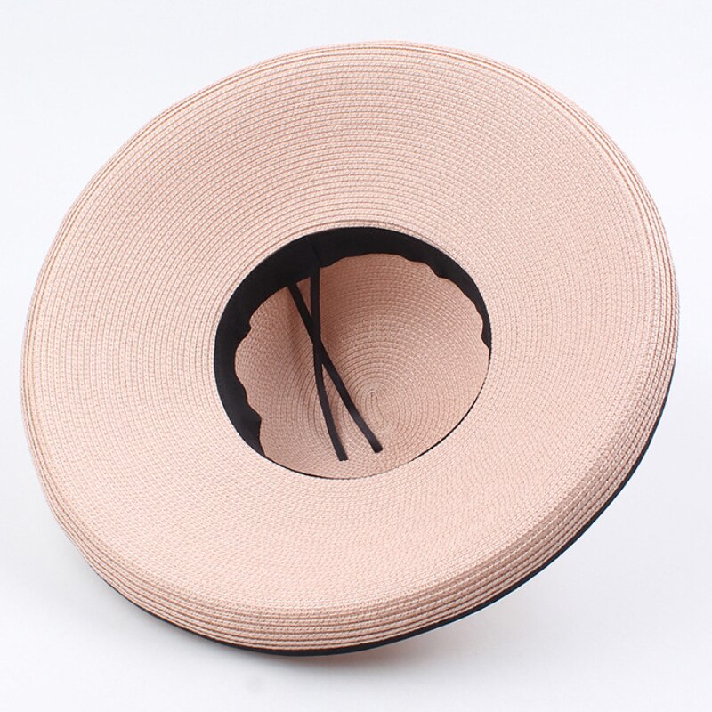 HT3085 Strand Hoed Grote Grote Brede Rand Hoed Dames Strand Cap Mode Stro Hoed Elegante Zwarte Strik Vrouwen zomer Zonnehoed