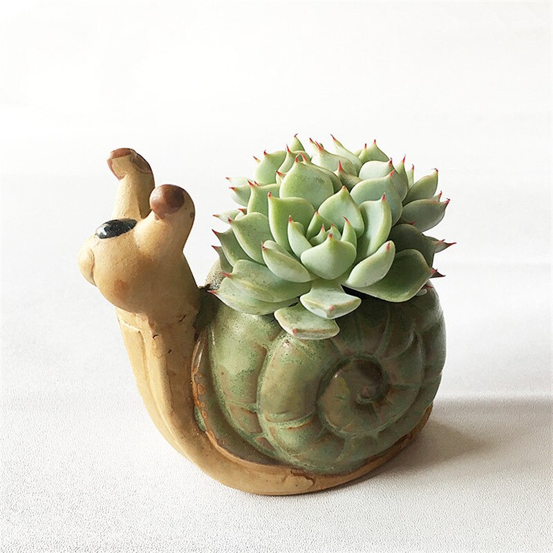 Mini maceta de cerámica con forma de Animal para plantas suculentas, maceta con forma de caracola, Tortuga, erizo, Caracol, para decoración de jardín y hogar