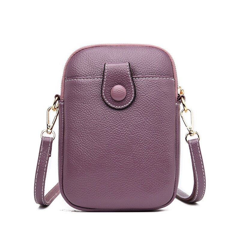 Mini Shoulder Bag Women PU Leather Crossbody Bag Mobile Phone Purse Wild Small Square Bag Travel Multifunction Handbag sac main: purple