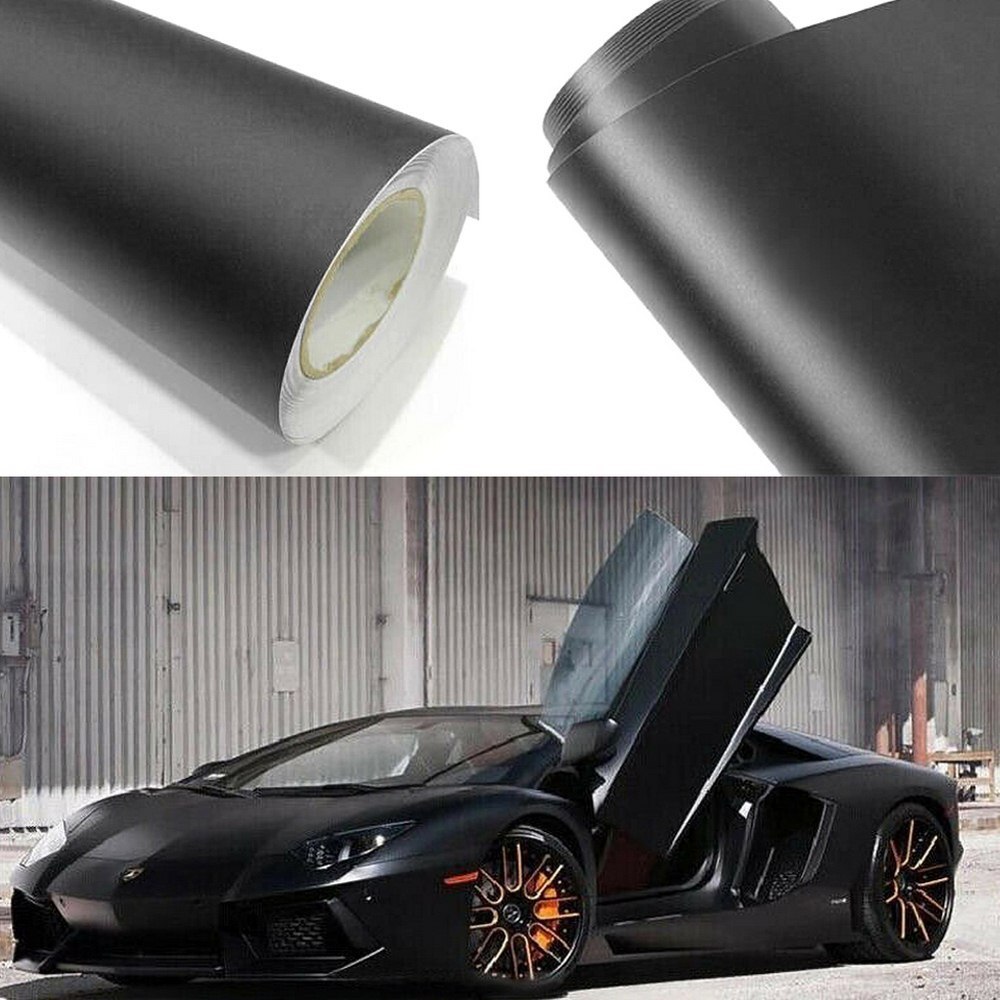 12X60 "Matte Black Vinyl Film Wrap Auto Diy Sticker Voertuig Decal 3D
