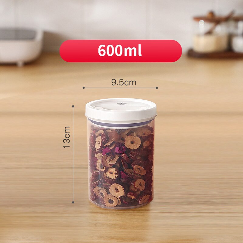 JOYBOS-tarro sellado para el hogar, recipiente de plástico de grado alimenticio con tapa, caja de almacenamiento de granos, transparente, para arroz y nueces, JBS76: 600ml