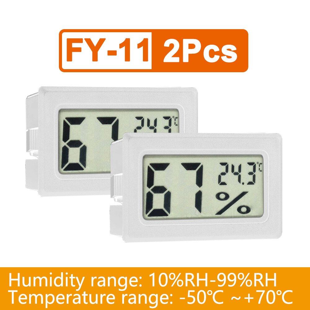 Mini Thermometer Hygrometer Digital LCD Indoor Temperature Sensor Humidity Meter Hygrometer Gauge Fridge Thermometer White/Black: 2PCS Wireless White