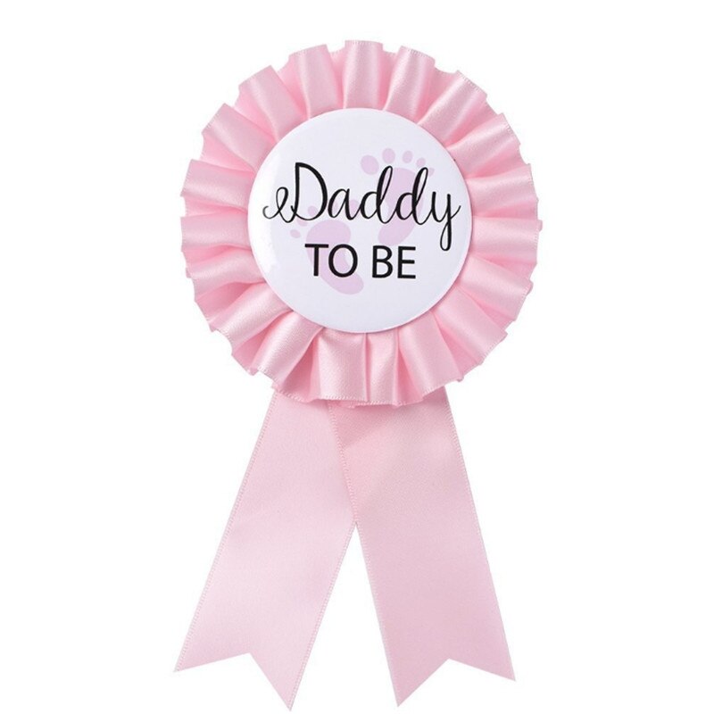 Brud at være baby shower dåb & dåb fest badge tillykke med fødselsdagen far til at være & mor at være bånd badge dekorative  -7: Lyserød