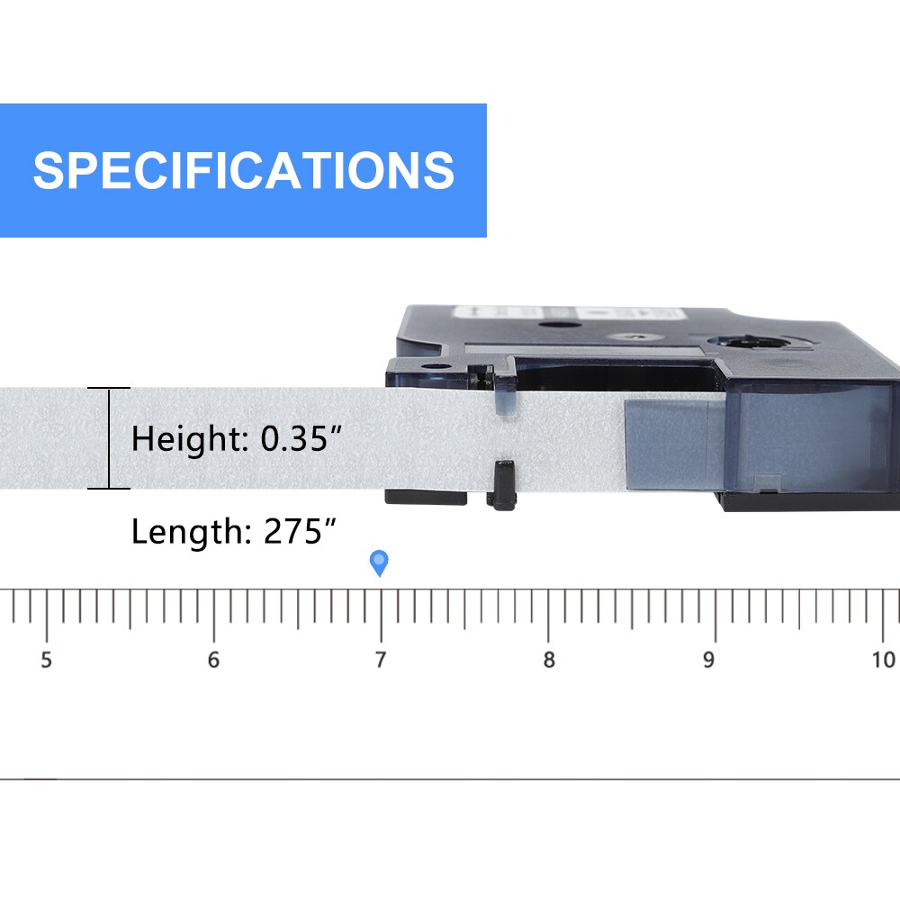 Labelife 5Pack 9mm 40913 Schwarz auf Weiß Laminiert Kennzeichnung Band S0720680 für D1 40913 9mm x 7m Kompatibel für DYMO Etikettierer