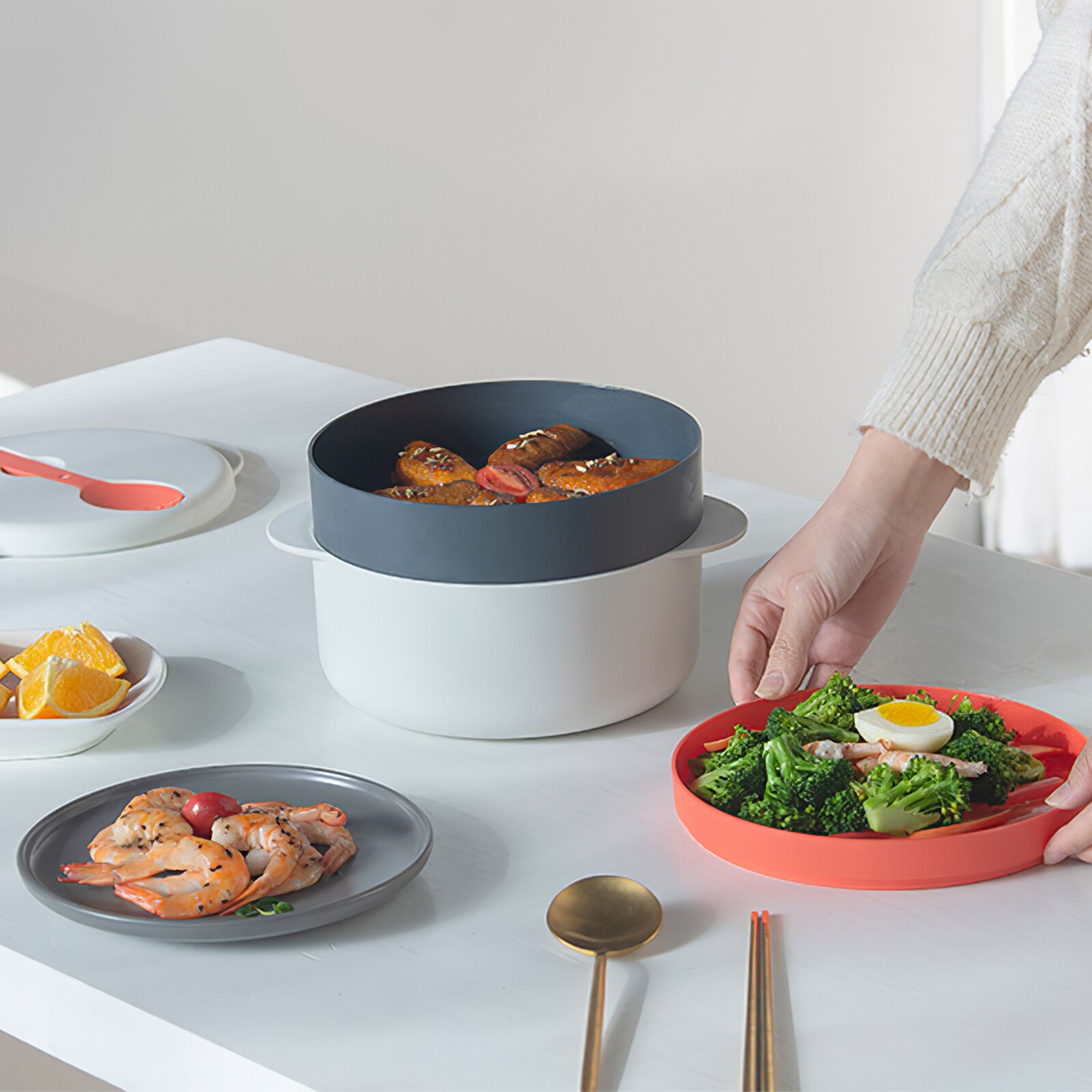 1PC Microwave Cooking Set Multifunctional Cooker Steam Pot Convenient Cooking Steamer For Home Kitchen Cooking