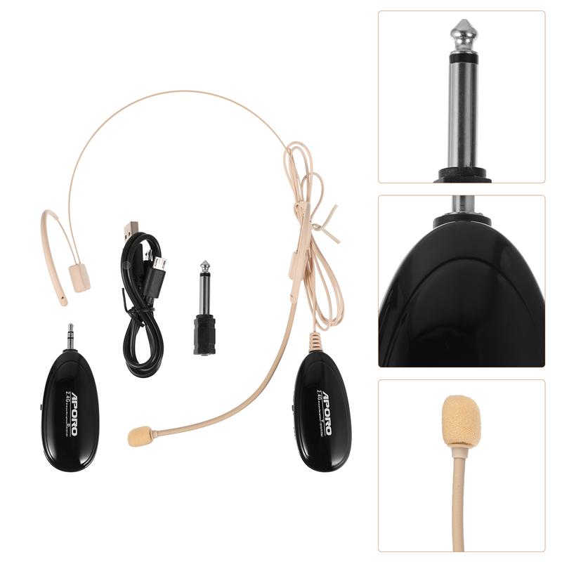 1 set eenvoudige, duurzame, multifunctionele microfoon van plastic, draadloze luidspreker, hoofdtelefoon en microfoon