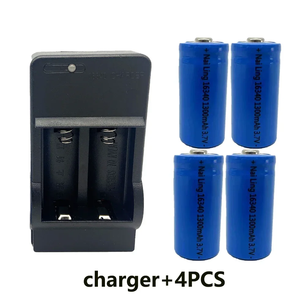 1300 mAh wiederaufladbare 3,7 V Li-Ion 16340 Batterien CR123A Batterie für LED-Taschenlampe Reise-Ladegerät 16340 CR123A Batterie: Rosa