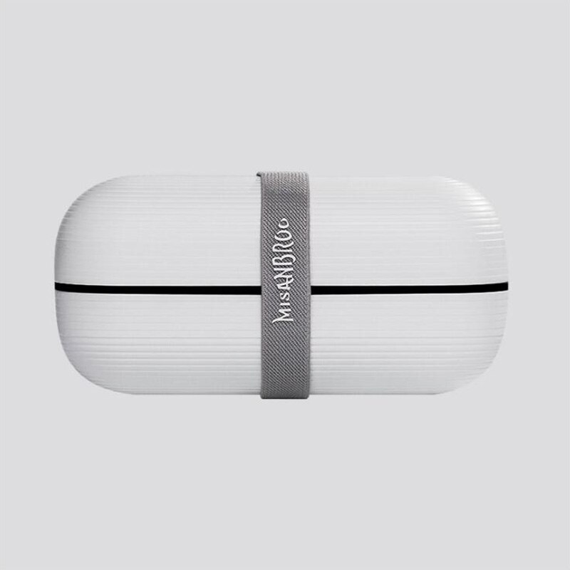 Dubbele Laag Lunch Box Bento Box Voor Student Kantoormedewerker Food Storage Container Box Magnetron Eenvoudige Stijl Draagbare Lekvrij: White