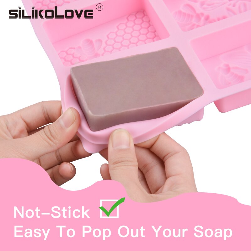 Silikolove 2 stk/sett oval rektangel bie 3d silikonsåpeformer til såpelaging håndlaget håndverksbad
