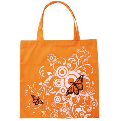 Bolsas de compras reutilizables impermeables para mujer, bolso plegable Oxford, tela de Estampados de flores de mariposa ecológica, bolsa de la compra: Naranja