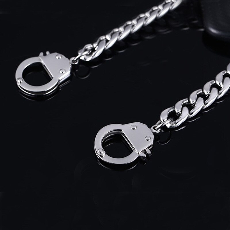 Handcuffs Bracelets Mens Jewerly Chian on Hand Couple Bracelets Women's Stainless Steel Bracelet for Womens