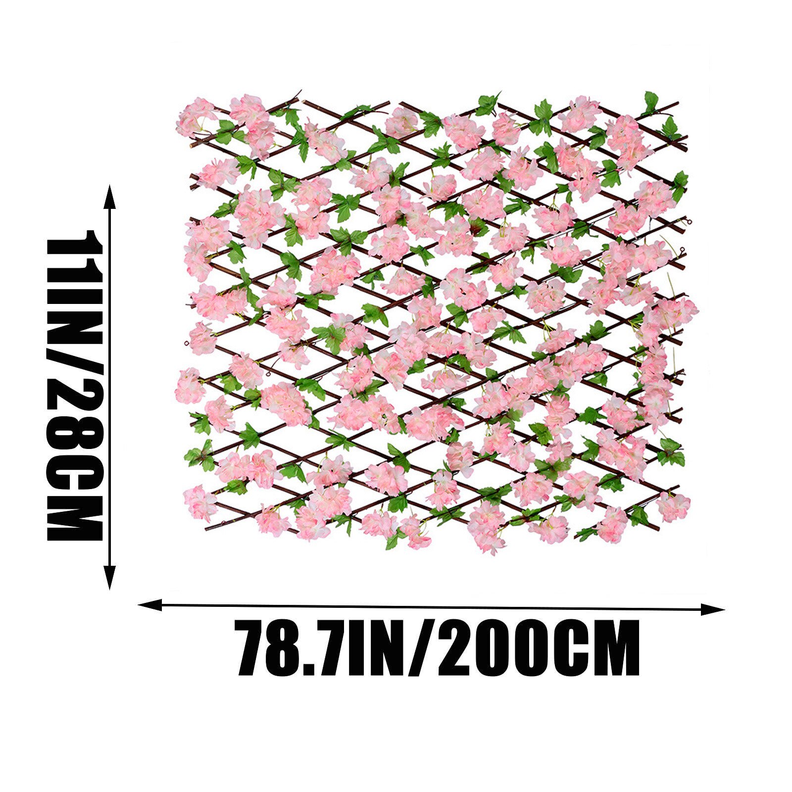 Intrekbare Hek Uitbreiden Houten Hek Hedge Met Kunstmatige 6 Soorten Cherry Bloem Bladeren Tuin Decoratie Trellis Screen: B-S