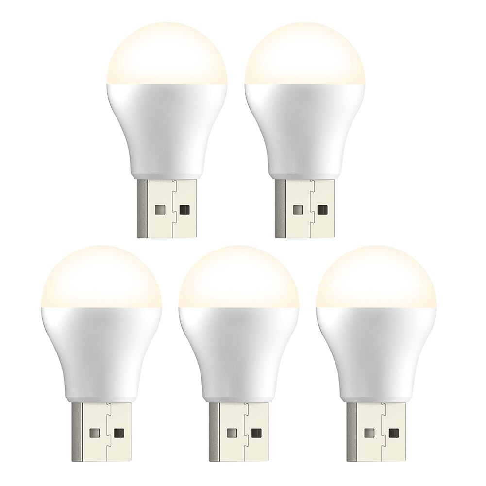 USB Plug Night Light USB Small Book Light LED Protection Reading Light Eye Protection Reading Light Plug And Play: 5Pcs Warm