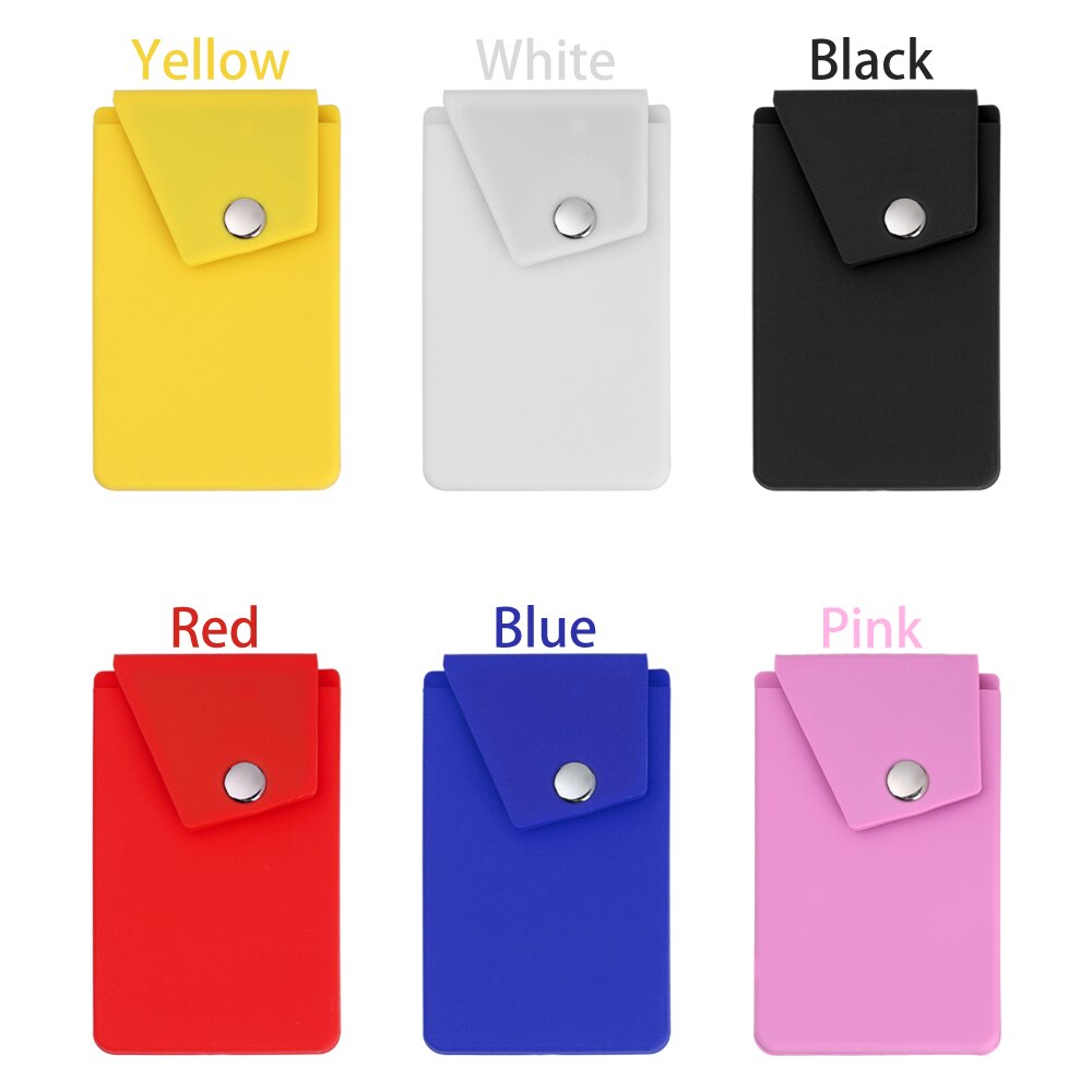 1PC Adhesive Silicone Phone Wallet Back Stick-on Credit Card Holder Snap Pocket Phone Stand Smart Phone