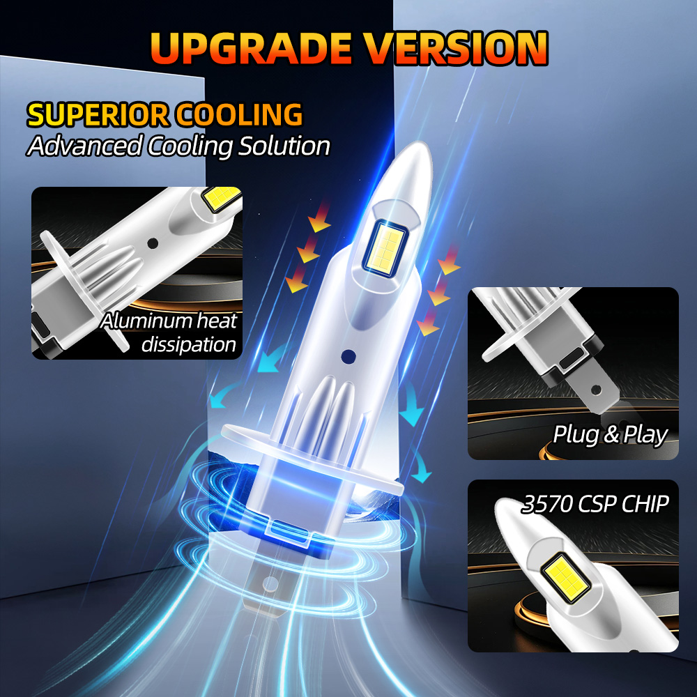 H1 LED-Lampen Autoscheinwerfer 800000 LM 1000 W weißes H4-Nebelscheinwerfer H7 H11 9005 9006 Plug-and-Play-Mini-LED-Lampen mit integriertem Antrieb, 2 Stück