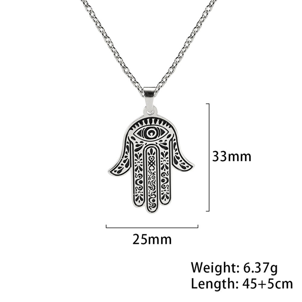 EUEAVAN Vintage Hamsa mano de Fátima colgante collar de acero inoxidable turco mal de ojo collares espíritu joyería de la suerte para hombre