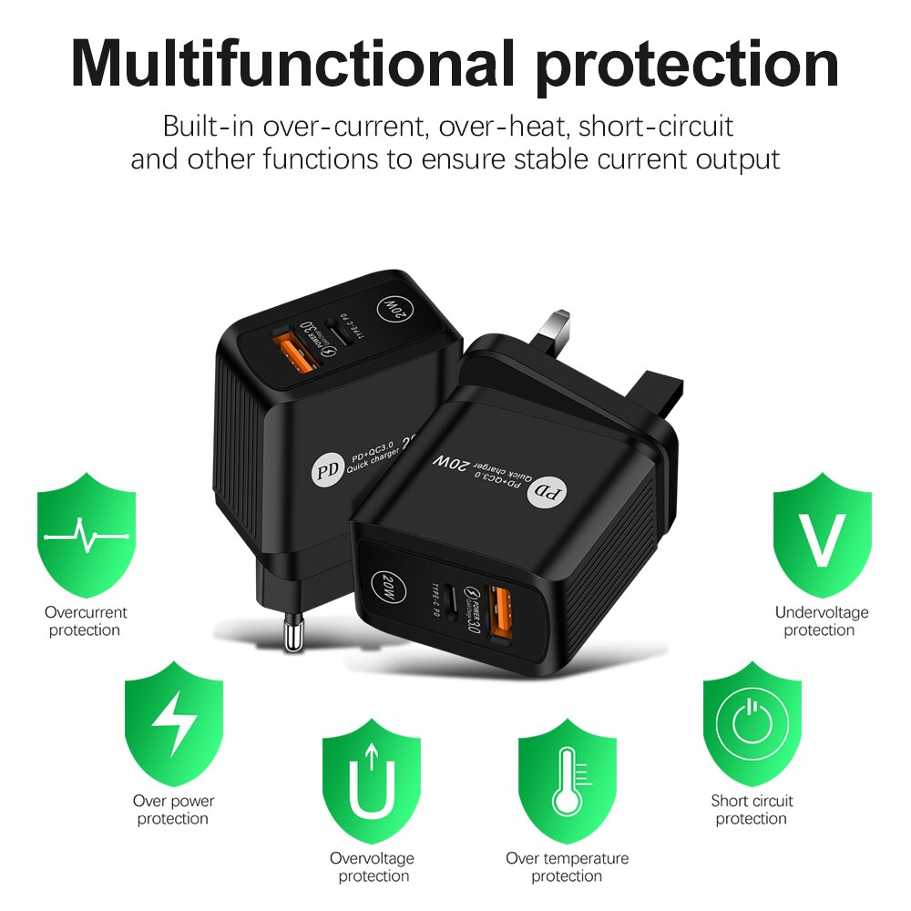 Pd 20w- port-usb-schnellladegerät 11 x 3.0 typ-c-pd-schnellladeanschlüssen für iphone 13 12 eu/us/uk-stecker 2