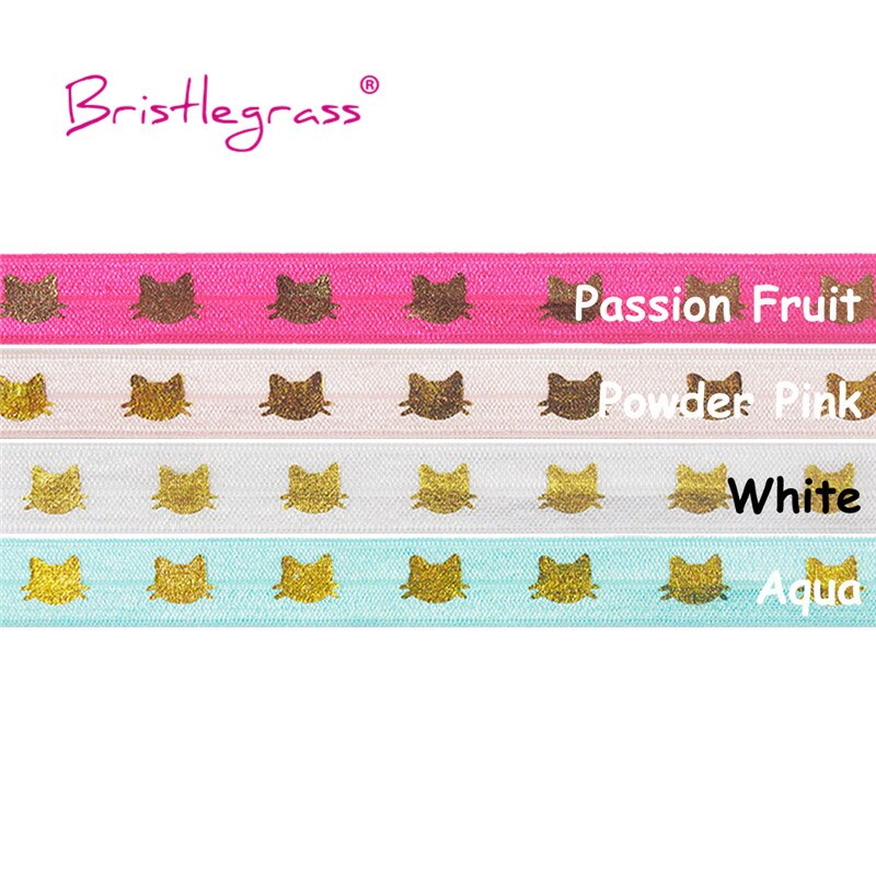 Bristlegrass 5 yard 5/8 " 15mm regenboog gouden kat folie print vouw elastiek voor spandex satijnen band haarelastiek hoofdband jurk naaien: 1 meter per kleur-a