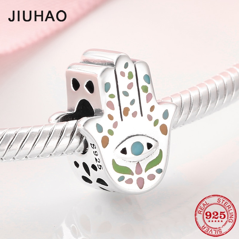 Echt 925 Sterling Silber DIY Perlen Mythologische farbe Hand von Fatima Fit JIUHAO Armbänder für Frauen Schmuck Machen