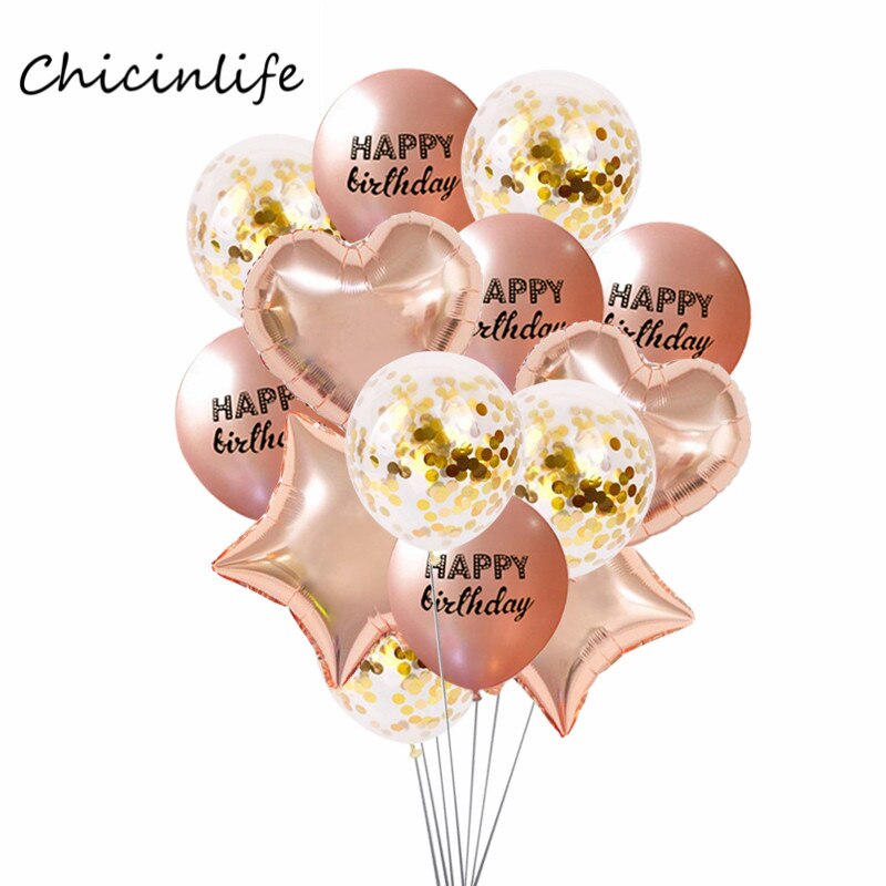 Chicinlife Rose gold Happy Birthday Latex Balloons Baby Shower Party Balloons Birthday party Decoration Birthday Balloon: H