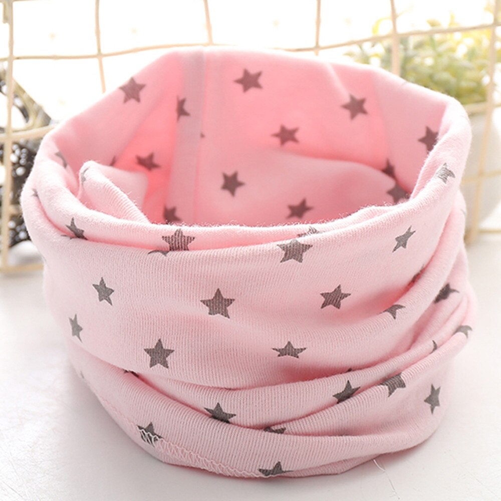 Bufanda de cuello de anillo redondo para niños y niñas, bufandas cómodas con patrón de estrella de algodón, para bebés, para otoño e invierno, szalik dziecko: Pink