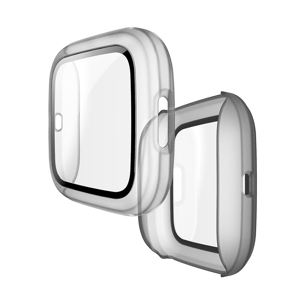 Gehard glasfolie, volledig beschermende pc-hoes voor fitbit versa 2- band, waterdichte horlogebehuizing, schermbeschermer voor fitbit: Transparant