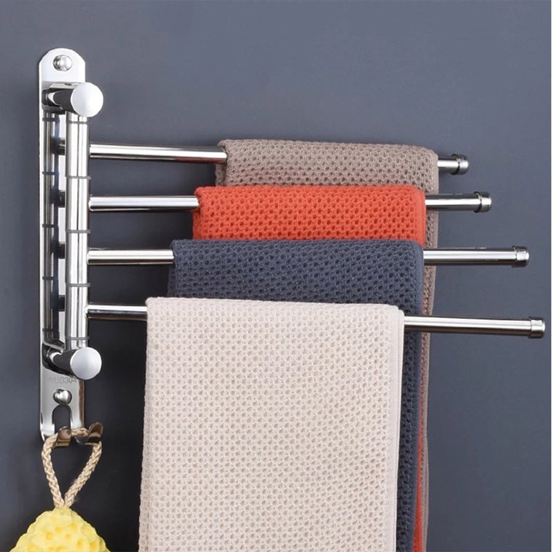 Wall Mounted Towel Rail Holder Stainless Steel Swivel Rack for Bathroom Kitchen _WK