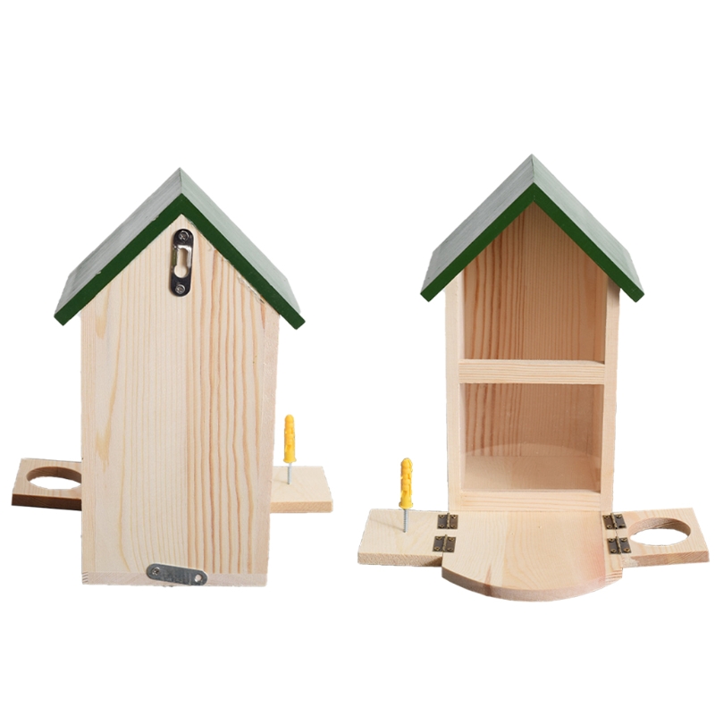 Mangeoire Écureuils Wildlife Home Bois Massif - Toit Écorce, Stable Et Durable