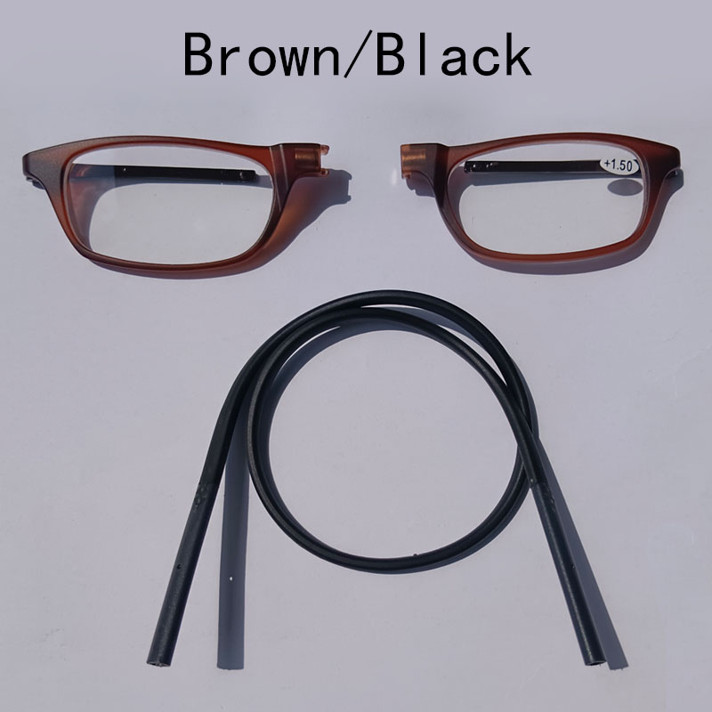 Portable magnetic reading glasses that can be hung around the neck with adjustable lanyard for men and women: GRAY / +100