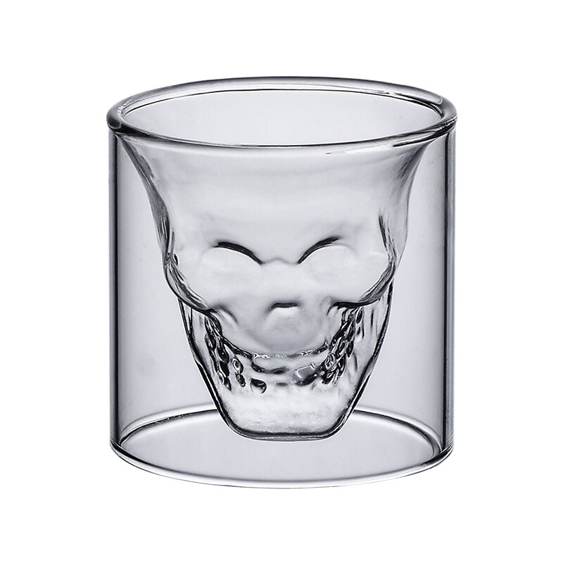 2-16Pcs Skull Cup 25Ml Dubbel Transparant Glas Bier Whiskey Vodka Wijn Water Champagne Cocktail Wijn Bril koffie Melk Mokken