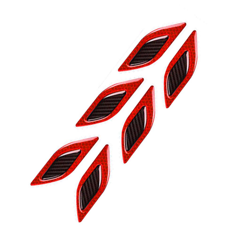 6Pcs Auto Reflecterende Strips Koolstofvezel Auto Sticker Truck Auto Motor Anti-Kras Veiligheidswaarschuwing Stickers: Red
