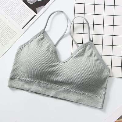 Tops de tubo para mujer, Sujetador deportivo sin huesos, Tops cortos para gimnasio, Bralette para trotar, ropa interior de Fitness para mujer: Gris