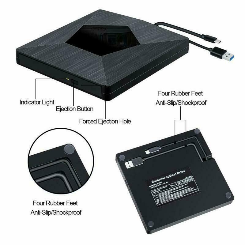 Type C Usb 3.0 External Dvd/Cd/Vcd Burner Rw Svcd Drive Player Optical Drive