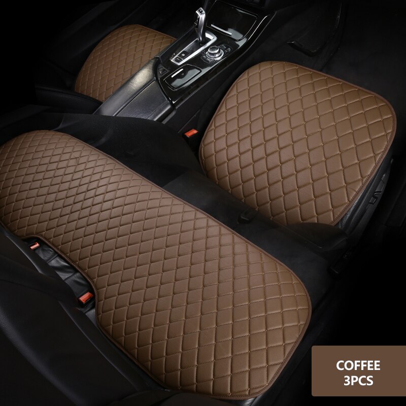 Auto Bekleding Universele Pu Lederen Auto Stoelhoezen Bescherming Auto Zetels Kussen Pad Matten Stoel Protector Interieur Accessoires: Coffee 3pcs