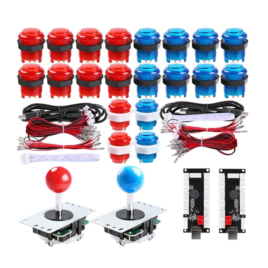 2 Speler Led Arcade Games Diy Onderdelen Kit Usb Controller Arcade Joystick Encoders + Arcade Joysticks + Knop Diy Computer kit