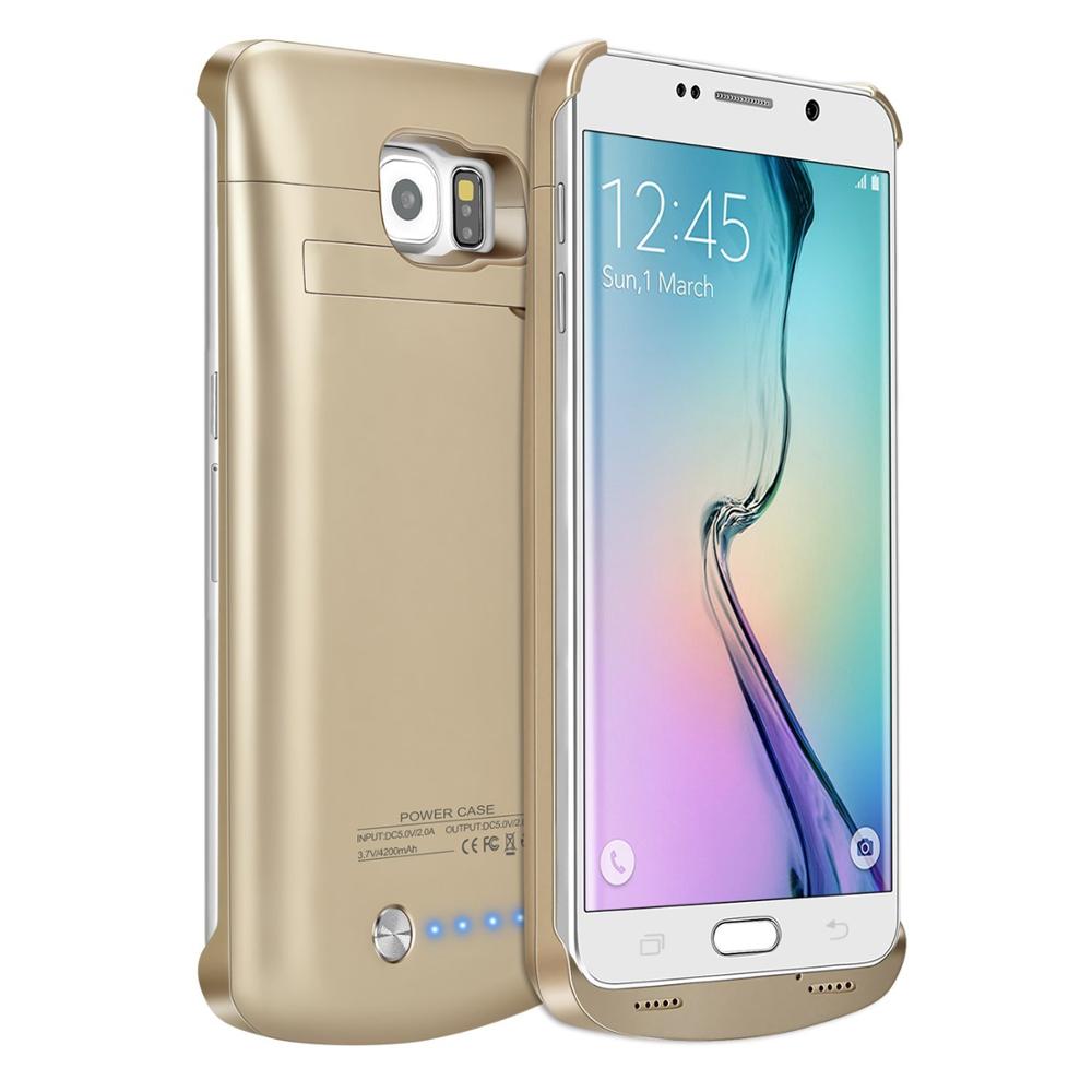 Banco de energía portátil para Samsung galaxy S6 S6edge, paquete de respaldo, funda de cargador de batería externa, soporte estándar, 4200mAh: Gold For S6Edge