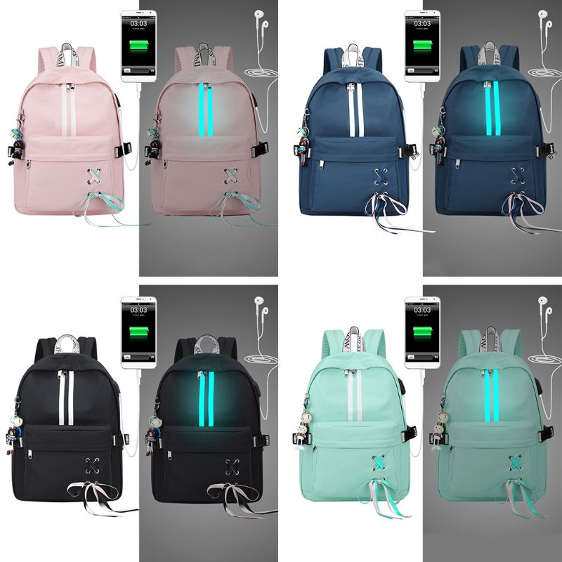 Anti-vol femmes réfléchissantes sac à dos USB Charge écouteurs trou sacs d'école filles voyage sacoche pour ordinateur portable sacs à main