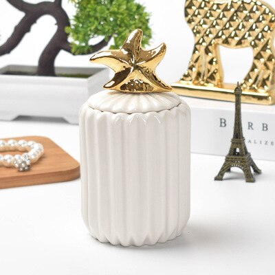 Nordic Storage Bottles Gold Plated Ceramic Cover Glass Jar Color Candy Snack Storage Tank Cartoon Animal Shape Home Decoration: B3