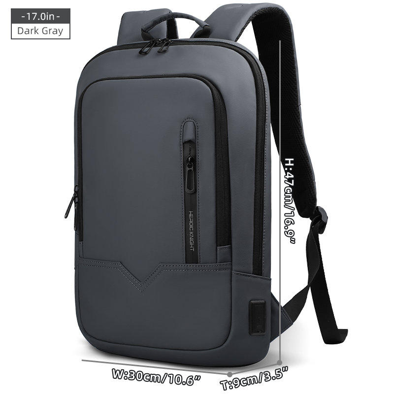 Mochila de trabajo para ordenador portátil Heroic Knight, mochila delgada impermeable multifuncional de 15,6 "17", mochila de viaje de negocios, bolso escolar de para hombre: Plata