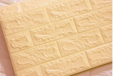 Paneles de imitación de ladrillo para pared 3D, autoadhesivo de pared grande, impermeable, espuma PE, hogar, dormitorio, sala de estar, cocina, TV, fondo: Amarillo