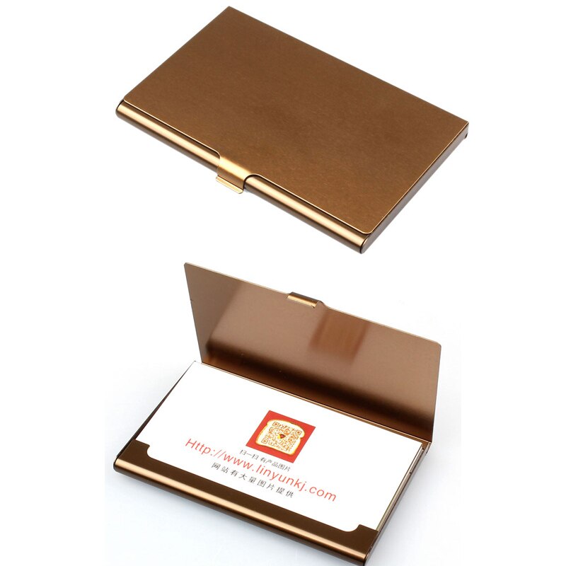 Bag Metal Women Men Business Card Holder Aluminum Holder Metal Box Men Credit Business Card case Wallet: Coffee