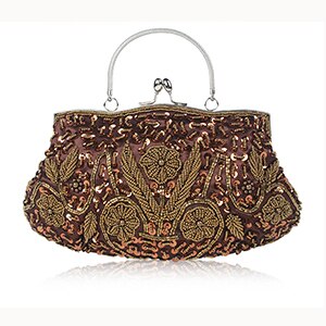 XIYUAN Brand2018 Evening Bag Women Lady Beaded Clutches Best Female Bulk Evening Bags With 12 Colors: Coffee