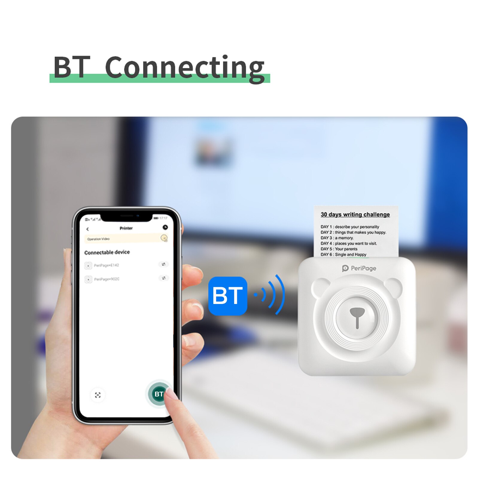 PeriPage A6 Mini Pocket Printer 304DPI Wireless BT Thermal Printer Picture Photo Label Memo Notes Journal Receipt Paper Printer